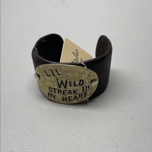 Lil Wild Streak My Heart Brown Leather Cuff Bracelet